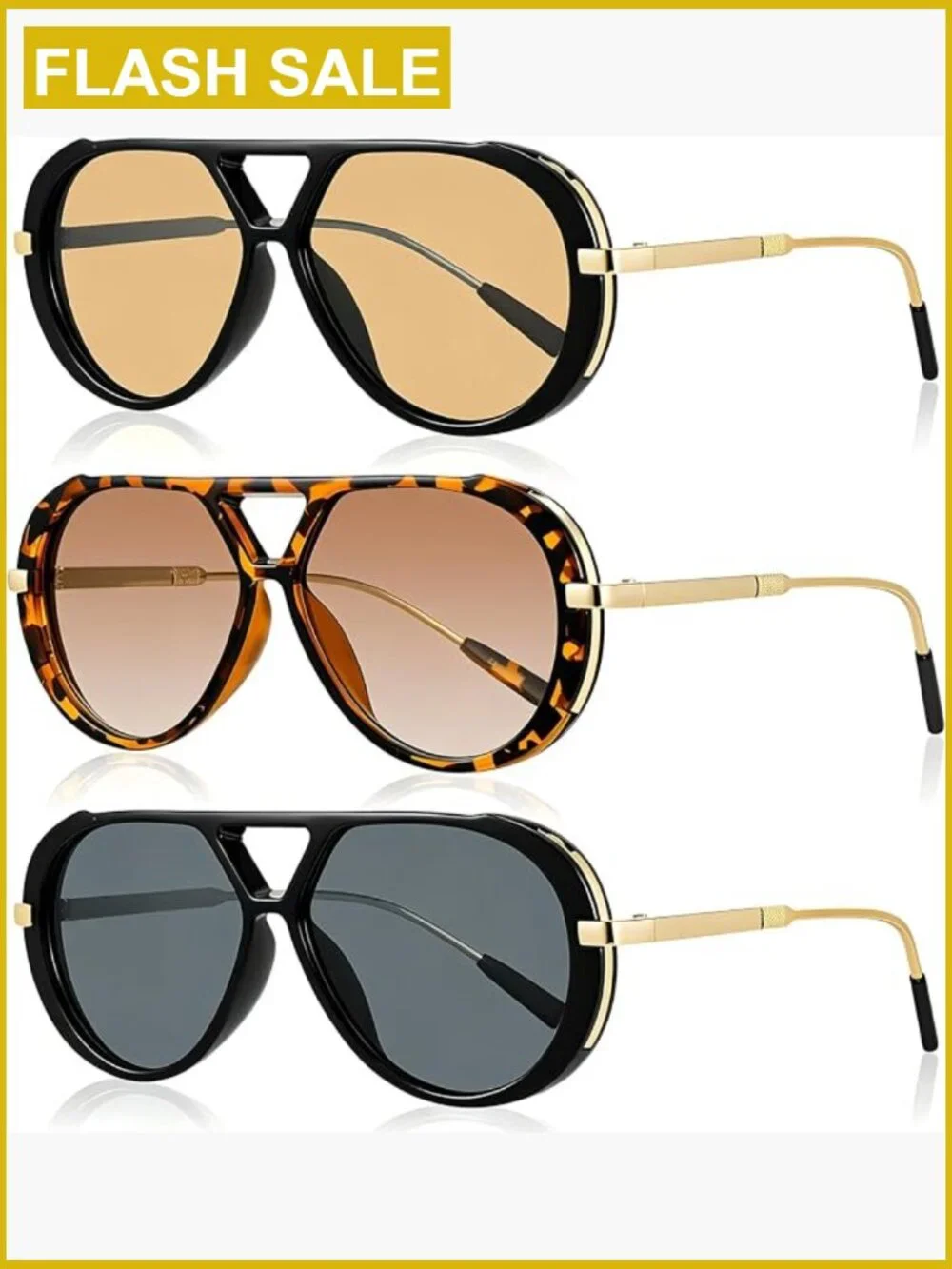 2/3 Pack Oversized Retro Aviator Sunglasses for Men Women UV400 Protection